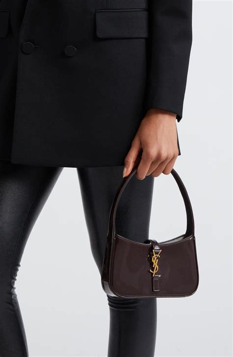 Saint Laurent Mini Le 5 À 7 Patent Leather Hobo Bag 